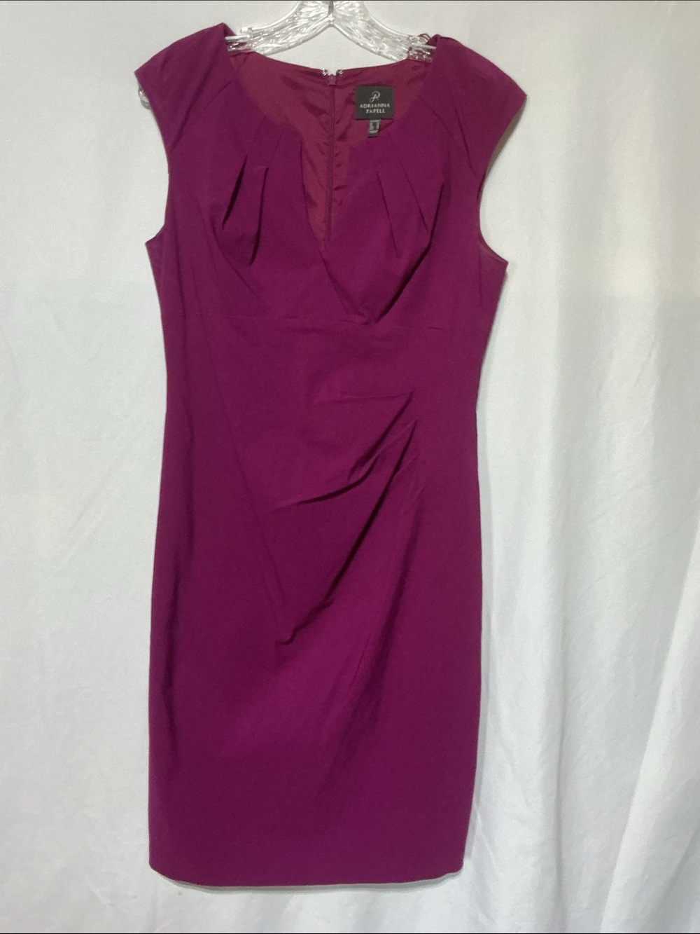 Adrianna Papell Women’s Magenta Cap Sleeve Sheath Dress Sz 10